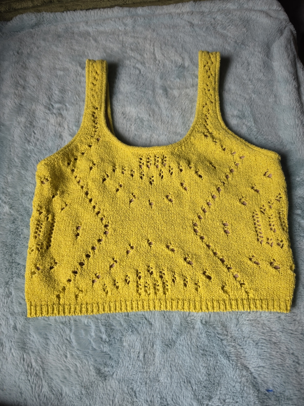 Rachel Zoe Sunflower Yellow Knit Eyelet Crop Tank